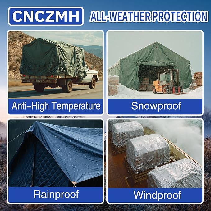 Tarp Waterproof 6x6 Feet, 8 Mil Thick Finished Size Blue Poly Tarpaulin Outdoor, Metal Grommets, Reinforced Edges, Multipurpose Tarps Protective Cover for Camping Boat Plant