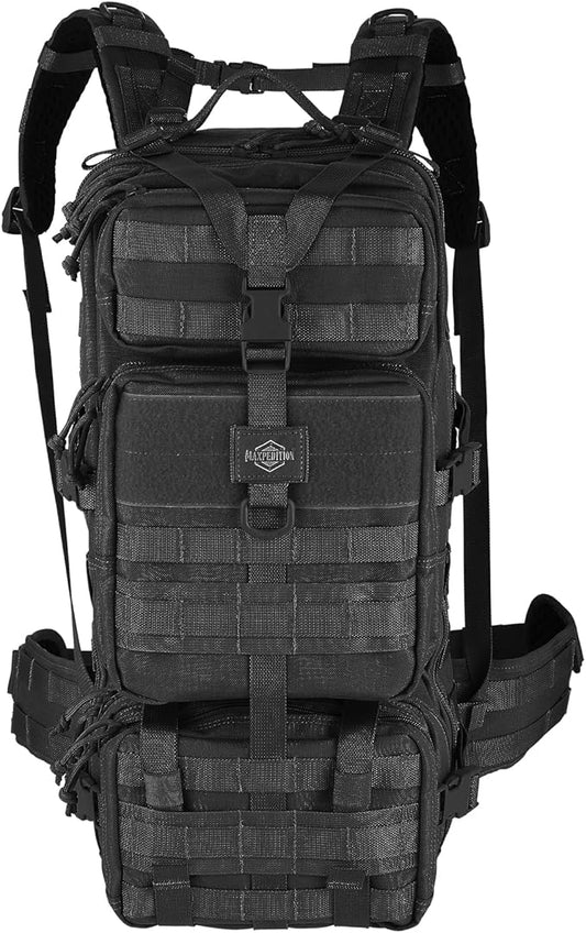 MAXPEDITION Gyrfalcon Backpack (Black) 36L Tactical Backpack with Detachable Waist Pack, MOLLE Internal Frame Rucksack, Military Survival Pack, Bug Out Bag, PT1054B