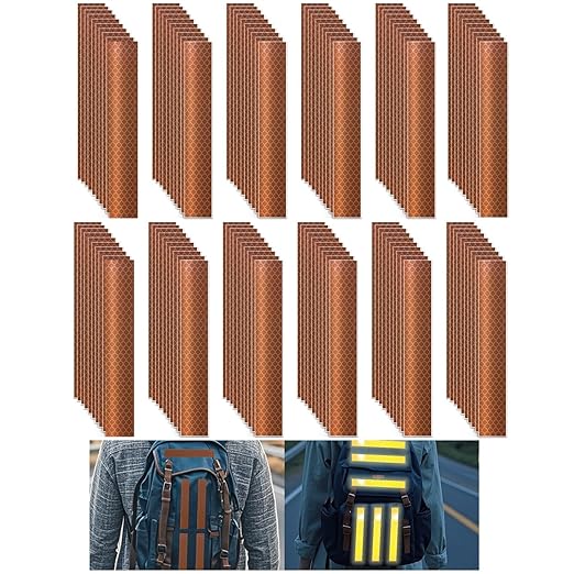 Brown Reflective Stickers 1 inch X 6 inch, Outdoor Waterproof High Visibility Warning Safety Adhesive Reflector Tape (120 Pcs)