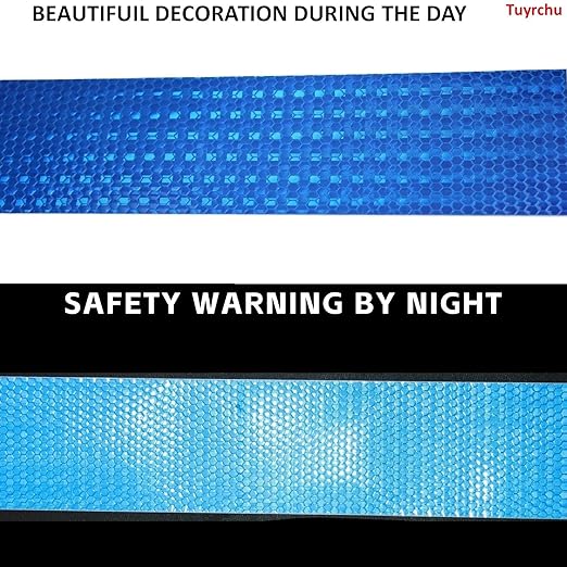 Industrial Reflective Tape Blue 3 inch Wide, Outdoor Waterproof High Visibility Safety Warning Adhesive Strips (66 feet, 5 Rolls)