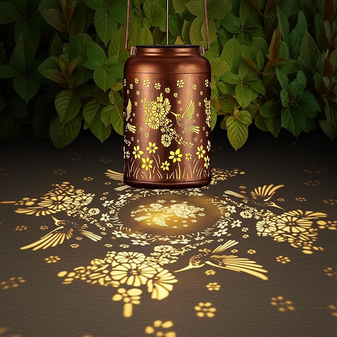 Cardinal Solar Lanterns Outdoor Waterproof Garden Decor, Christmas Cardinal Birthday Gifts for Women Mom Grandma,Hanging Metal Solar Lanterns LED Decoration(02-Red Bird)
