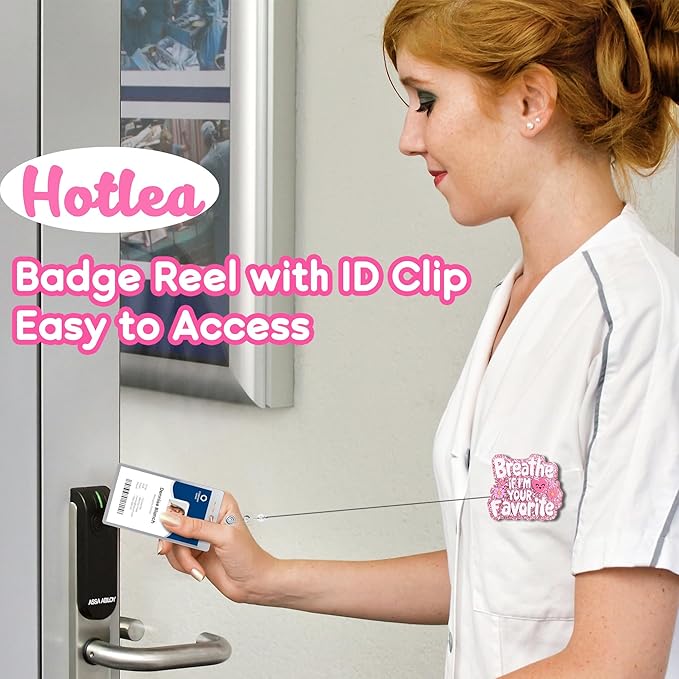 Breath If Im Your Favorite Badge Reel with Alligator Clip Funny ID Badge Holders Cute RN LPN CNA MA PCT Badge Buddy Nursing Medical Students Nurse Accessories for Work