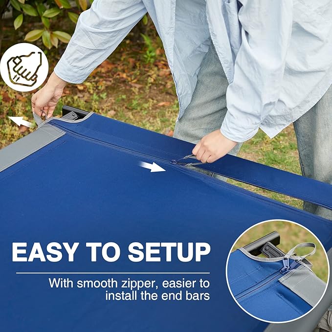 EVER ADVANCED Extra Wide Camping Cot for Adults Oversized XXL Sleeping Cots Folding Cot Bed with Carry Bag, 84.3" L x 41.9" W, Support to 550 lbs