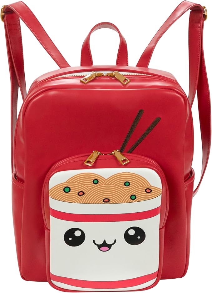 Kawaii Ramen Noodle Backpack Purse | Women and Kids Fashion Backpack Purse | Faux Leather