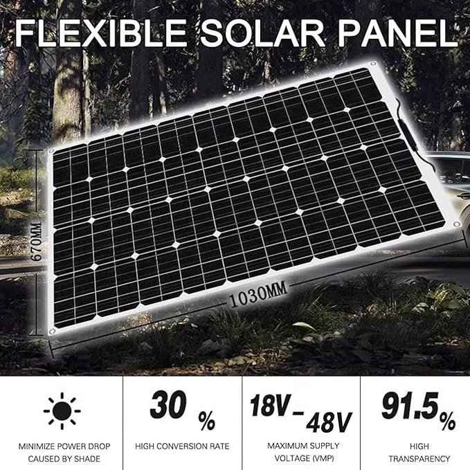 1000 Watt Flexible Solar Panel for RV, 2 × 500 Watt 12 Volt Solar Power Panel Kit with 40A Solar Charge Controller Monocrystalline Solar Panels for Camping Off Grid Car Battery Charging Boat