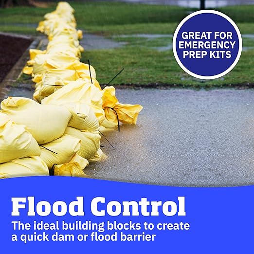 DURASACK Heavy Duty Sand Bags with Tie Strings Empty Woven Polypropylene Sand-Bags for Flood Control with 1600 Hours of UV Protection, 50 lbs Capacity, 14x26 inches, Yellow, Pack of 20