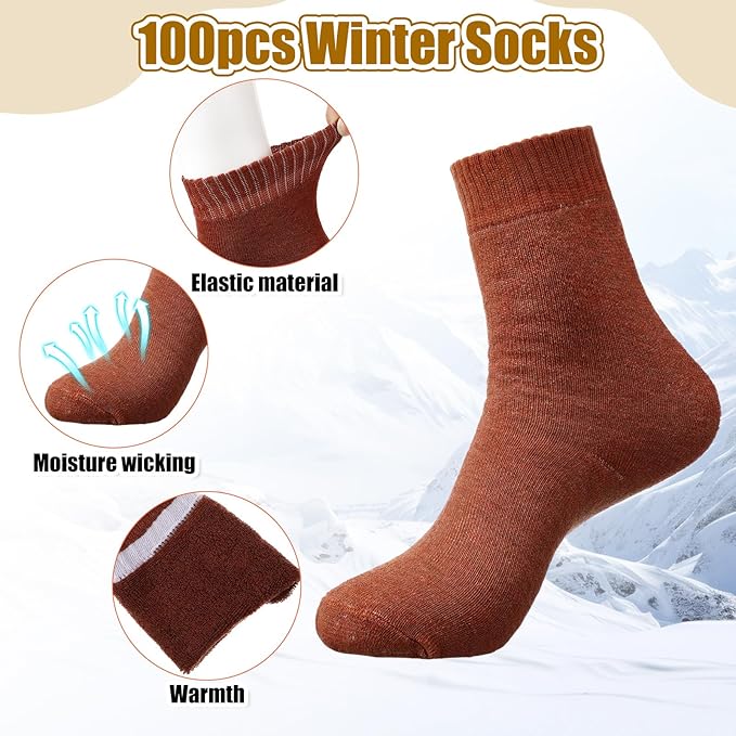 200 Pcs Emergency Blanket Thick Socks Winter Bulk Homeless Survival Care Supplies Kit for Cold Weather Outdoor Camping Hiking (Bright)