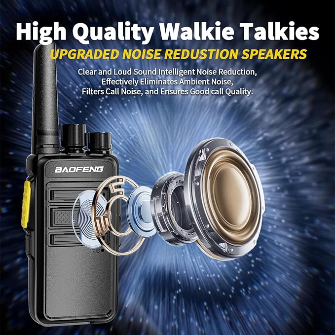 BAOFENG BD-V12B Radio 6 Pack Long Range Walkie Talkies for Adults, Portable FRS Two-Way Radios Rechargeable, with 6 Way Gang Charger,Earpiece,Typc-C Charging for School,Restaurant,Men,Birthday Gifts