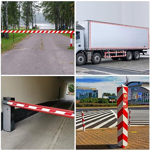 Reflective Tape, Waterproof Self Adhesive Dot Reflective Tape Outdoor Safety Caution Reflector for Trailers, Bikes, Cars（Red White, 4 Inch x 32.8 Feet）