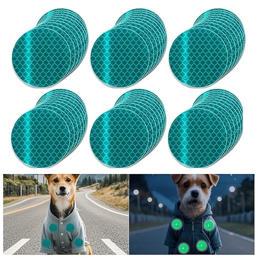 Green Reflective Stickers 2-inch Diameter Round Reflector, Outdoor Waterproof High Visibility Warning Adhesive Tape (60 Pcs)