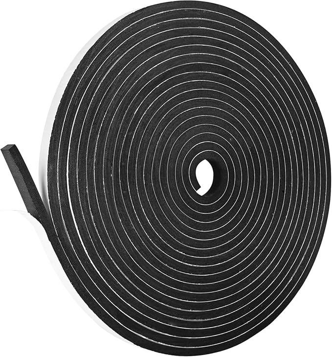 Self Adhesive Foam Tape Weatherstrip 1/4In x 1/4In x 33Ft High Density Foam Insulation Strips Foam Seal Weather Stripping with Strong Adhesive for Door and Window Sound Isolation Soundproofing