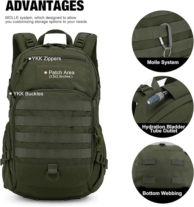Mardingtop Small Tactical Backpack,Molle Hiking Backpack for Backpacking,Cycling and Biking,15L/25L Backpack