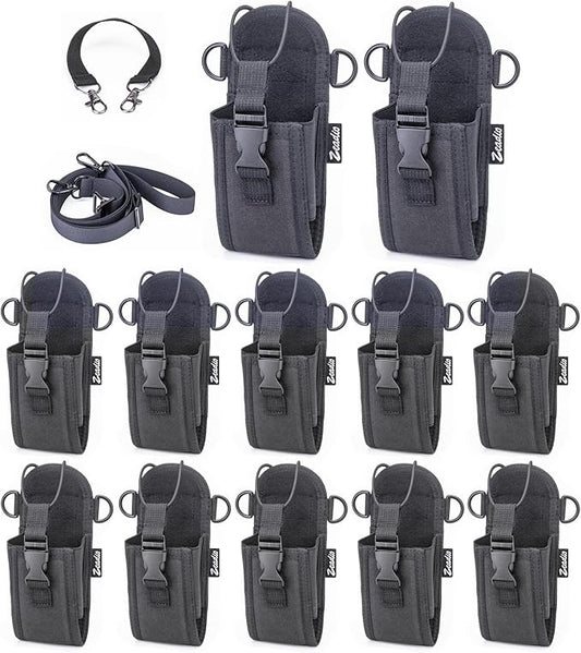 Zeadio Versatile Two-Way Radio Pouch Holster with Detachable Walkie Talkie Strap - Durable Radio Pouch and Holder for Outdoor Activities (ZNC-J, Pack of 12)