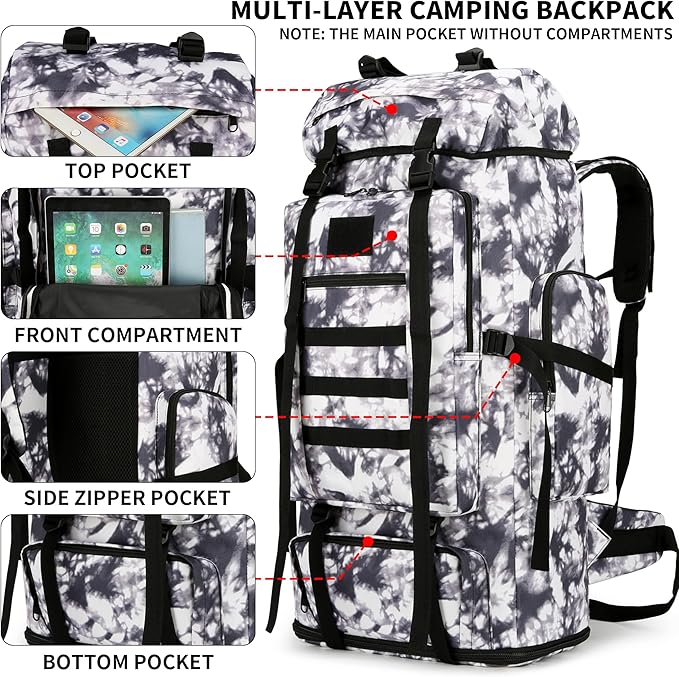 Hiking Backpack for Men 70L/100L Camping Backpack Military Rucksack Molle 3 Days Assault Pack for Climbing