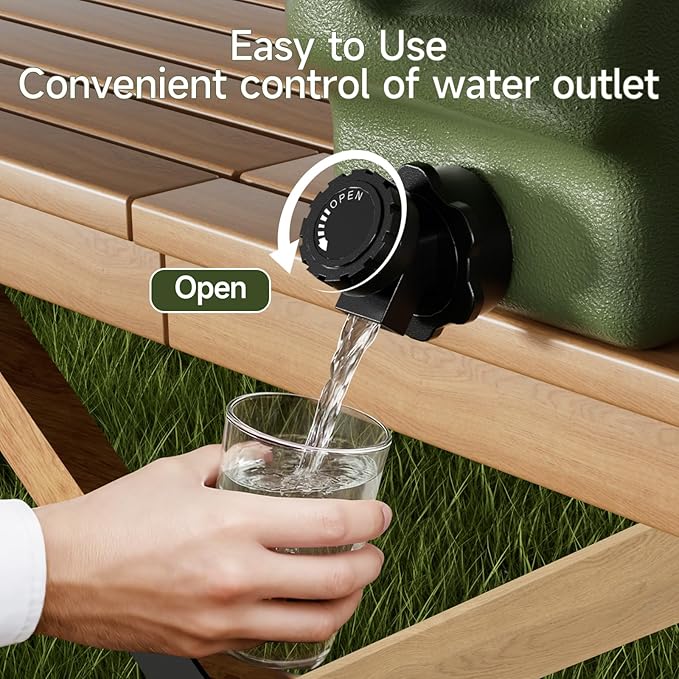 5GAL Camping Water Jug, Portable Water Storage Container with Spigot, Leak-Proof Lid & Dual Handles, Outdoor Water Tank for Camping, RV, Emergency Preparedness