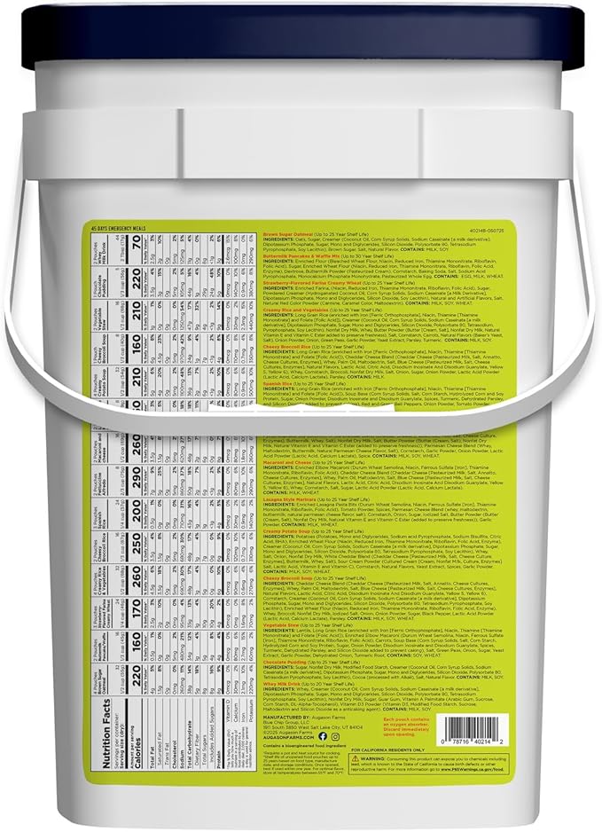 Augason Farms 45 Day Emergency Food Supply Kit, Dehydrated Meal Survival Food Bucket