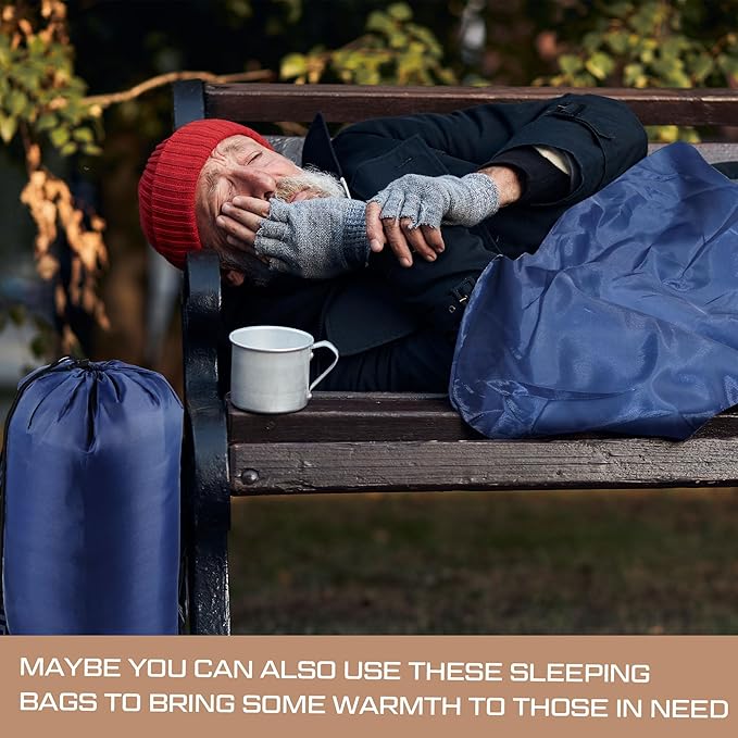 Tranqun 10 Pcs Sleeping Bags Bulk for Adults Sleeping Bag Liner Cold Weather 4 Seasons Camping Gear Equipment Lightweight Waterproof for Homeless Charity Hiking Travel, 5 Color
