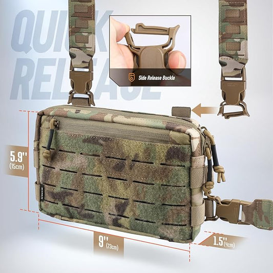WYNEX Tactical Chest Rig Pack for Men, Running Chest Bag with Front Loop Recon Chest Rigs for Hunting Outdoor EDC