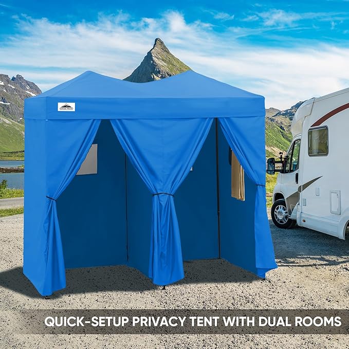 EAGLE PEAK Outdoor Changing Room 8x4, 2 Room Pop Up Portable Changing Room, Sun Shelter, Pop Up Changing Tent for Beach or Pool,Portable Dressing Room for Photoshoots (Light Blue)