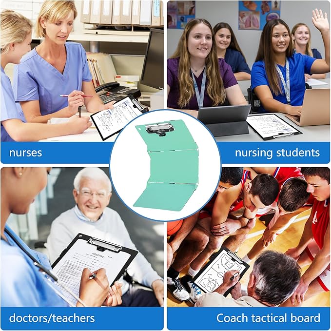 Nursing Foldable Medical Clipboard, Edition Cheat Sheets Lithium 3 Layers Foldable Clipboards Nursing Pocket Size Profile Clip Nurse Clipboards Notepad for Nurses Students and Doctors, Green