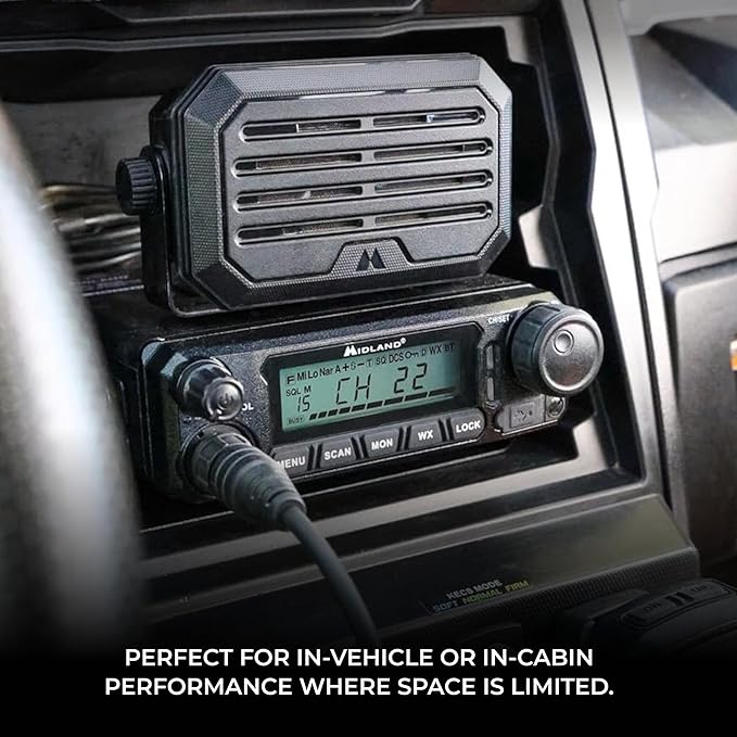 Midland - SPKMINI Mini External Speaker - Waterproof, 10 Watts, 3.5mm Plug - Compatible with All Mobile CB, GMRS, HAM and Amateur Radios