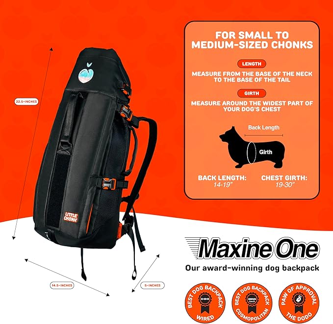 The Maxine One Medium Dog Carrier by Little Chonk | Dog Backpack Carrier for Medium Sized Breeds | Adjustable Front Facing Pet Carrier for Travel | Dog Hiking Backpack - Chonkcrete Gray