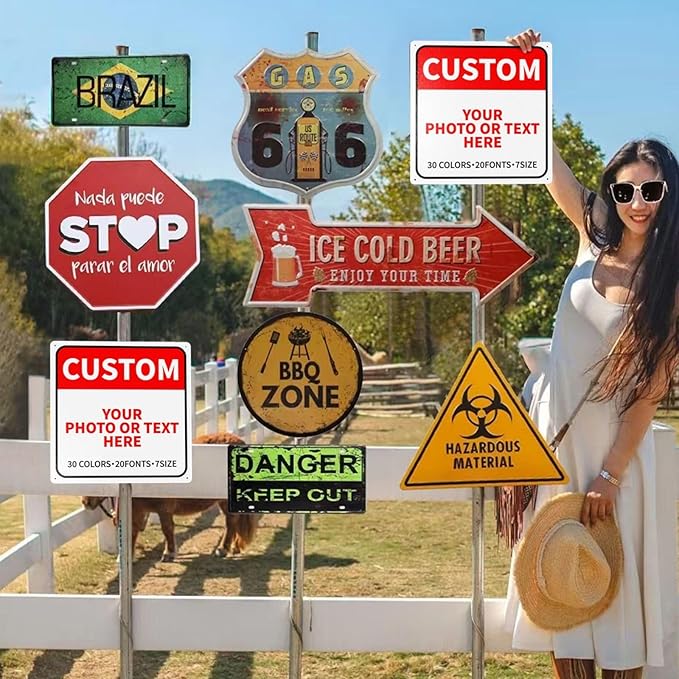 Custom Outdoor Metal Sign - Personalized for Business, Office, Home, Delivery, Road, Garden, Hazard, Parking, Decorative - 8''x8''