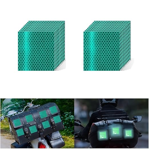 Non Fading Green Reflective Stickers 2 inch X 2 inch, Outdoor Waterproof High Visibility Warning Safety Adhesive Reflector Tape (20 Pcs)