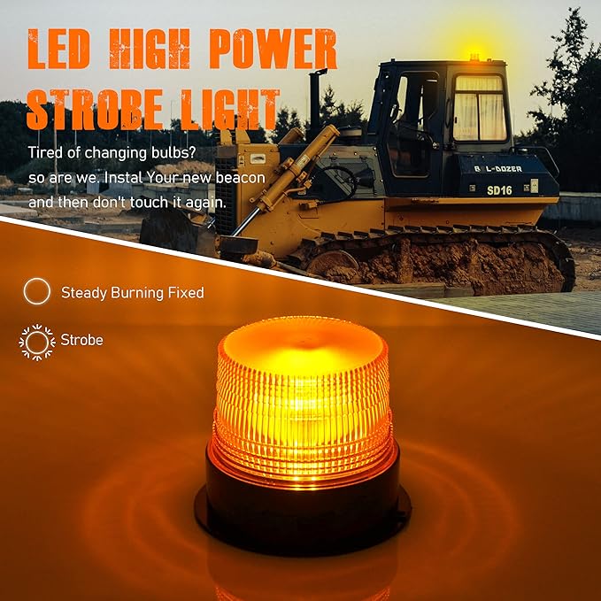 AnTom 2PCS Magnetic Wireless Strobe Lights, Rechargeable Emergency Flashing Warning Battery Operated Beacon Light for Vehicle, forklifts,Tractors,Golf carts,UTVs,Cars,Buses