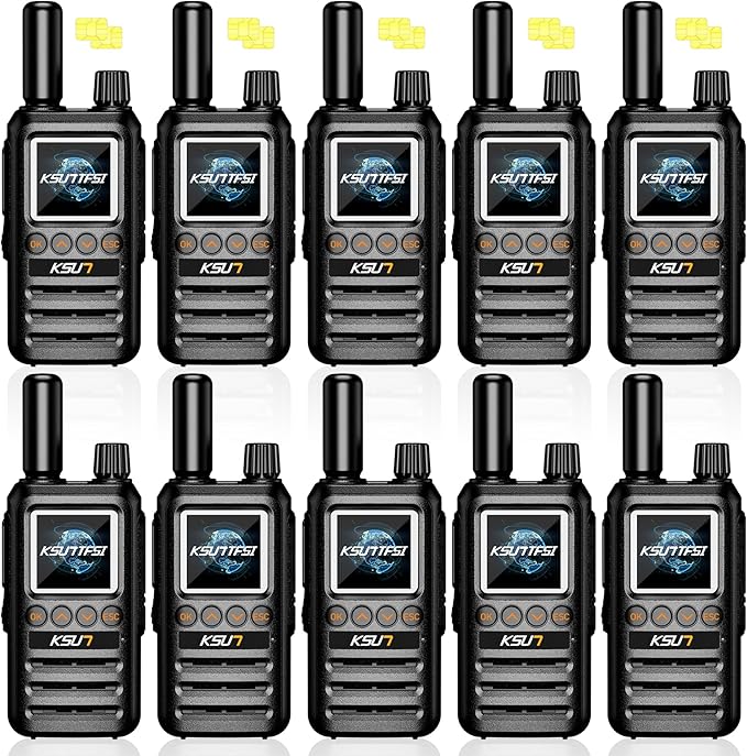 Lifetime Free Global Rapid Walkie Talkies Unlimited Range Nationwide PTT 4G LTE PoC Long Range Two Way Radio 5000 Miles Long Distance Radios for Family,Logistics,Construction (10 Pack with SIM)