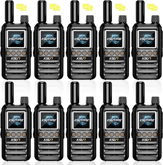 Lifetime Free Global Rapid Walkie Talkies Unlimited Range Nationwide PTT 4G LTE PoC Long Range Two Way Radio 5000 Miles Long Distance Radios for Family,Logistics,Construction (10 Pack with SIM)
