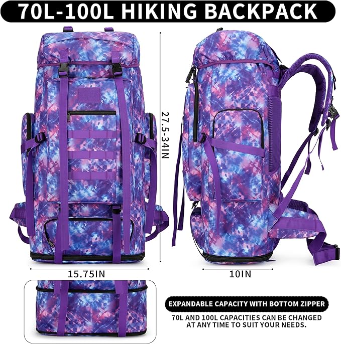 Hiking Backpack for Men 70L/100L Camping Backpack Military Rucksack Molle 3 Days Assault Pack for Climbing