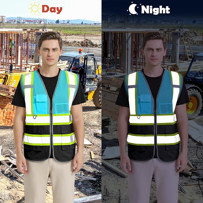 BeautyWill Custom Logo Safety Vest Class 2 High Visibility Reflective Vest for Men - Personalized Logo Team Vest
