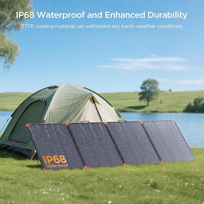 N-Type 16BB 350W Portable Solar Panel for Power Station,Camping Essentials,43V Foldable Solar Charger 25% High Efficiency IP68 Waterproof 4 Reinforced Kickstands for Camping RV Offgrid Living