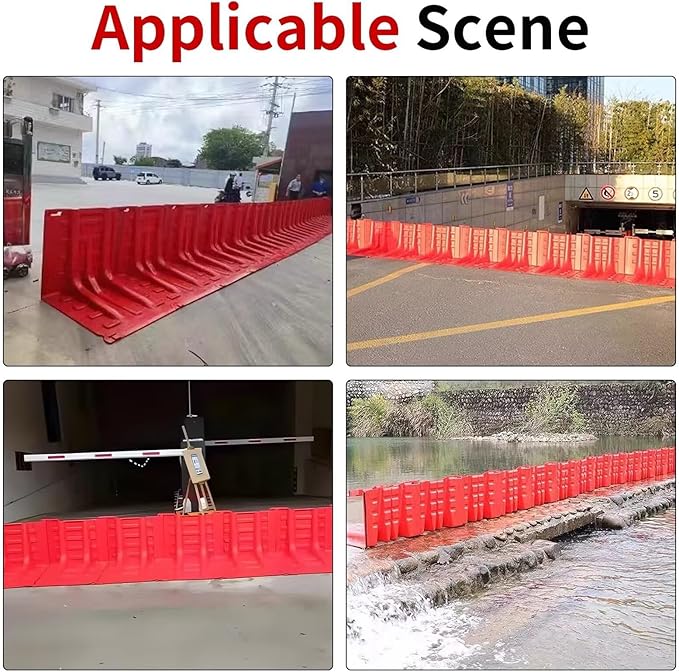 Flood Quick Barrier Dam Garage Water Barrier, L Shaped Thickened ABS Removable Flood Coverls, Reusable, for Garages, Warehouses