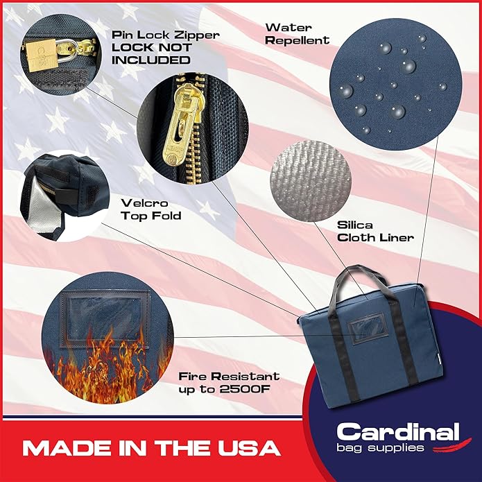 Fire Resistant and Water Repellent Briefcase Document Bag, 18 x 14 x 4 Inch