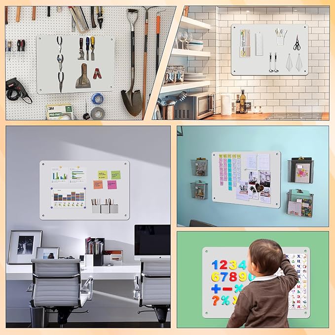 Magnetic Board 17.5" x 11.4" Magnet Bulletin Board is Suitable for displaying Notes, Photos,Magnetic Letters,Suitable for Walls, refrigerators, cabinets, etc