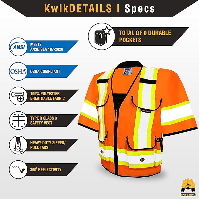 KwikSafety - Charlotte, NC - GODFATHER Safety Vest [CUSHIONED COLLAR + TABLET POCKET] ANSI OSHA