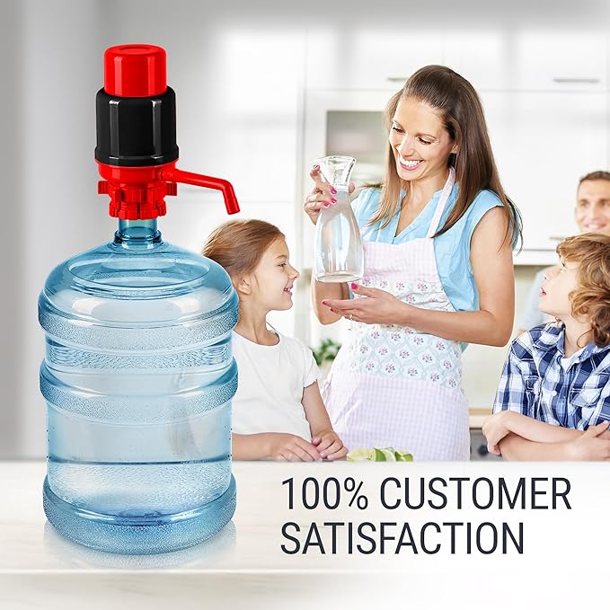 Manual Water Pump for 5 Gallon Bottle – Universal Fit for Crown Top and Screw Top Jugs - Adjustable Tubs, Protective Spout Cap, Cleaning Brush, BPA-Free Food-Grade Materials – 5 Gallon Water Pump