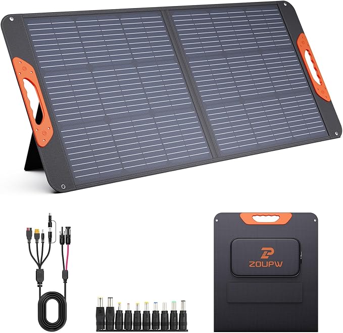 100W Portable Solar Panel,Camping Essentials, 20V ETFE Foldable Solar Charger for Power Station,QC3.0 USB-A &Type-C Output,23.5% High Efficiency IP67 Waterproof for Camping RV Offgrid Living