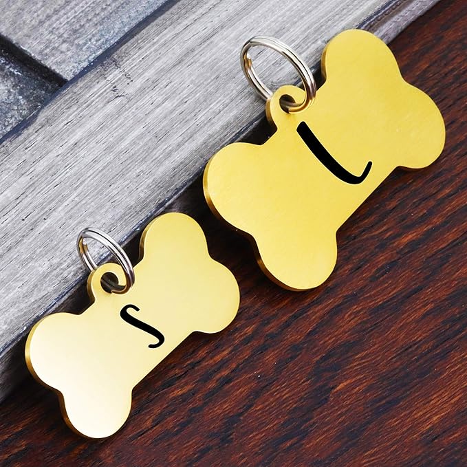 Ultra Joys Personalized Dog Tags for Pets - Durable Stainless Steel Customizable Dog Cat ID Tags - Dog Tags for Safety Optional Engraved on Both Sides -Birth Flower Dog Tag Small, Gold