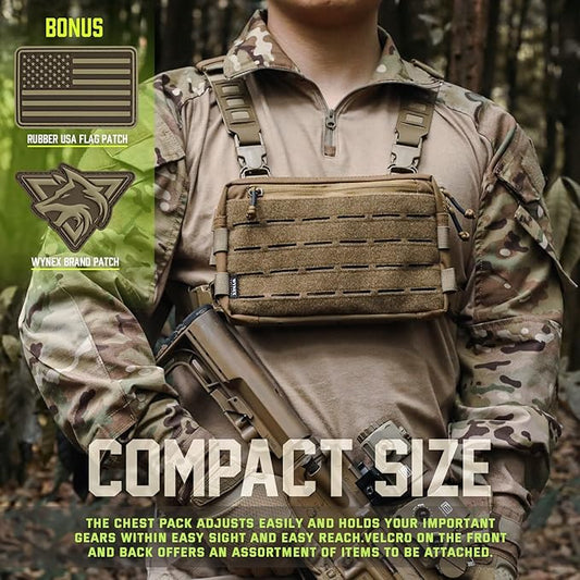 WYNEX Tactical Chest Rig Pack for Men, Running Chest Bag with Front Loop Recon Chest Rigs for Hunting Outdoor EDC