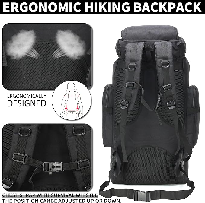 Hiking Backpack for Men 70L/100L Camping Backpack Military Rucksack Molle 3 Days Assault Pack for Climbing