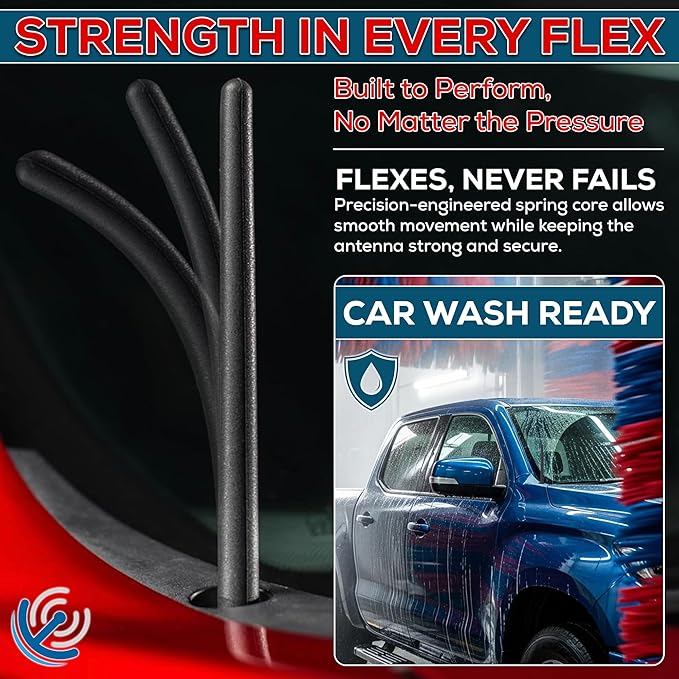 Motiv 7.8″ Short Truck Antenna–Stubby Car Wash Safe Flexible Spring & Brass Base–Universal Replacement Auto Radio Antenna for Truck & Car, Fits Chevy Silverado, GMC Sierra, F-150, RAM, Tacoma, Jeep