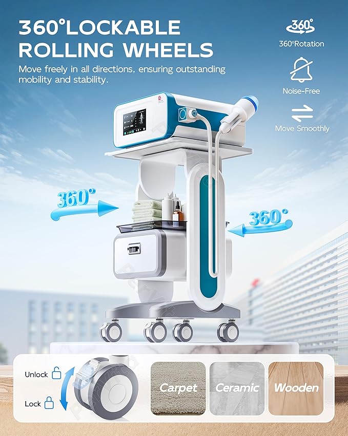 Professional Medical Trolley Cart with Wheels Mobile Ultrasound Cart Beauty Storage Utility Cart Rolling Cart with Drawer for Home Bedroom Salon Lab Hospital Dental Office Clinic