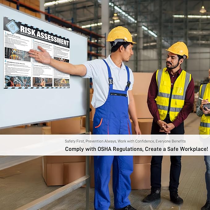 inkfonts Workplace Safety Chart Poster | OSHA Compliant, Safe Rules RISK ASSESSMENT Theory, Wall Chart Reference for Workers Safety Poster 18"x24"