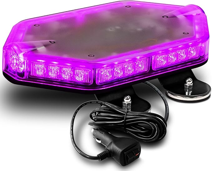 LAMPHUS NanoFlare NFMB40 12" 12V 40W PURPLE LED Strobe Mini Light Bar [SAE Class 1] [Magnet/Permanent Mount] Rooftop Rotating Safety Flashing Emergency Police Lightbar for Funeral Service Vehicles