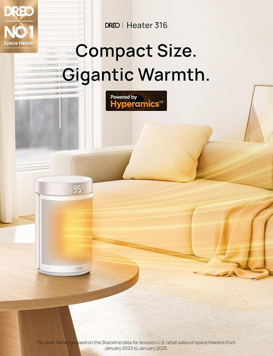 Dreo Space Heater, Portable Electric Heaters for Indoor Use with Thermostat and Remote, 2024 Upgraded, Digital Display, 12H Timer, 5 Mode, 1500W PTC Ceramic Fast Safety Heat for Office Bedroom Home