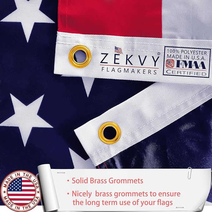 American US Flag 4x6 Outdoor Made in USA - Double Sided Heavy Duty Vivid Color United States Flag Banners with 2 Brass Grommet