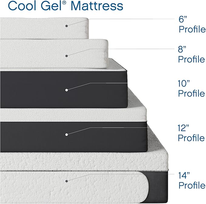 Cool Gel 12 Inch King Mattress Memory Foam Medium Firm, King Size Memory Foam Mattress Cooling, Made in the USA, 12" Depth with Pressure Relief, CertiPUR-US Certified No Fiberglass, CoolGel Bed